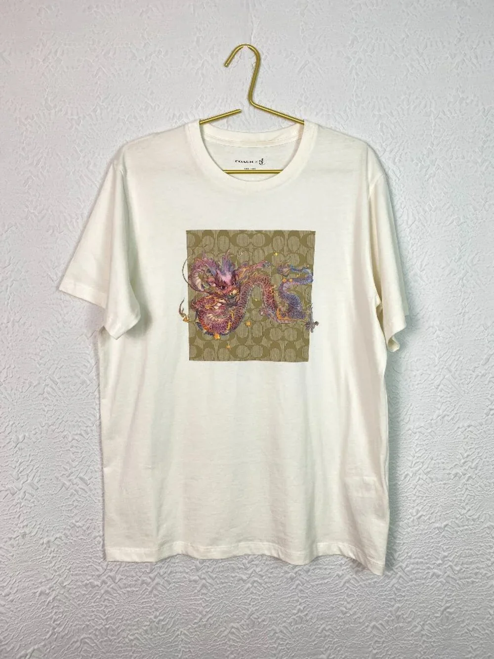 Coach x Guang Yu Dragon Graphic T-Shirt White Large 100% Cotton Tee